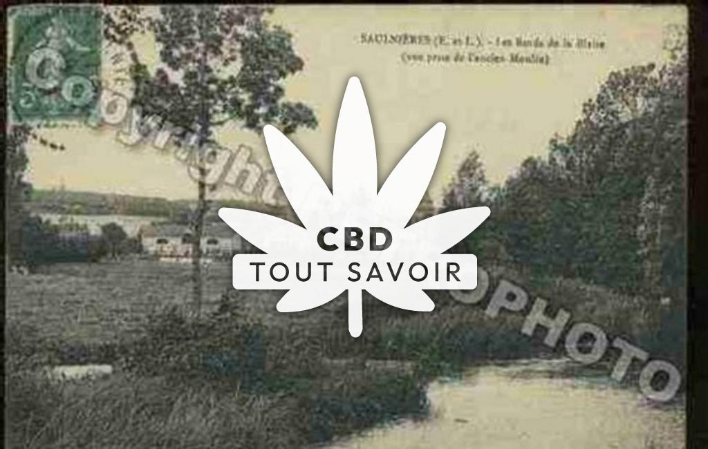 Village à Saulnieres avec feuille Cannabis CBD