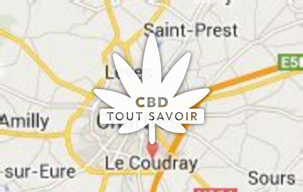 Village à Le-Coudray avec feuille Cannabis CBD