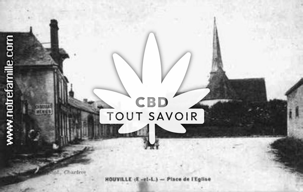 Village à Houville-la-Branche avec feuille Cannabis CBD
