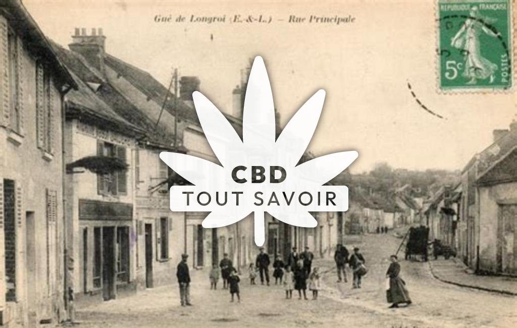 Village à Le-Gue-de-Longroi avec feuille Cannabis CBD