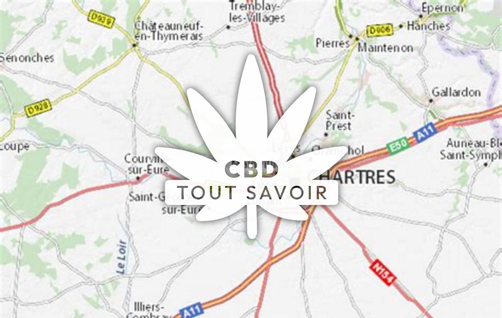 Village à Mondonville-Saint-Jean avec feuille Cannabis CBD