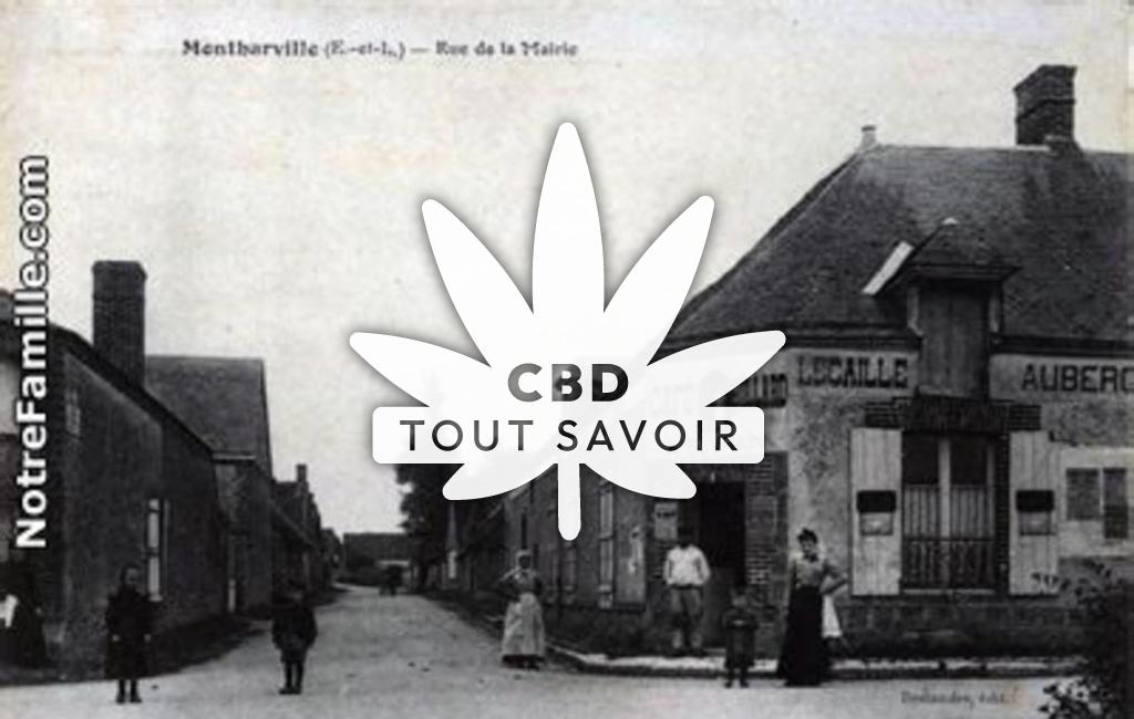 Village à Montharville avec feuille Cannabis CBD