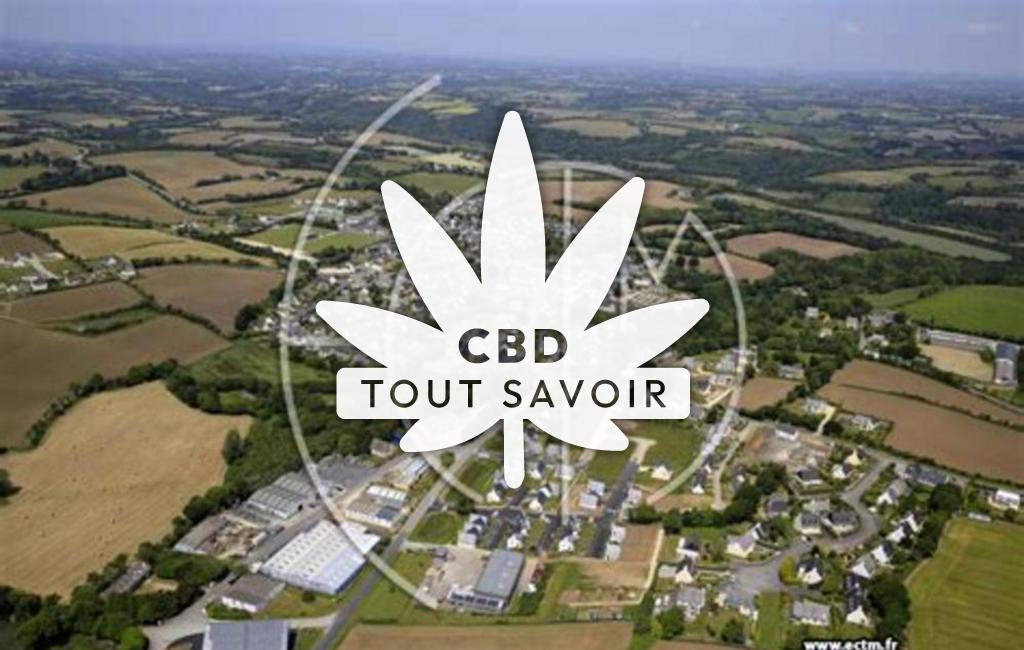 Village à Saint-Yvi avec feuille Cannabis CBD
