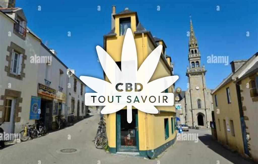 Village à Ouessant avec feuille Cannabis CBD
