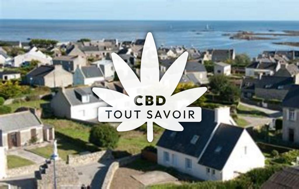 Village à Ile-Molene avec feuille Cannabis CBD