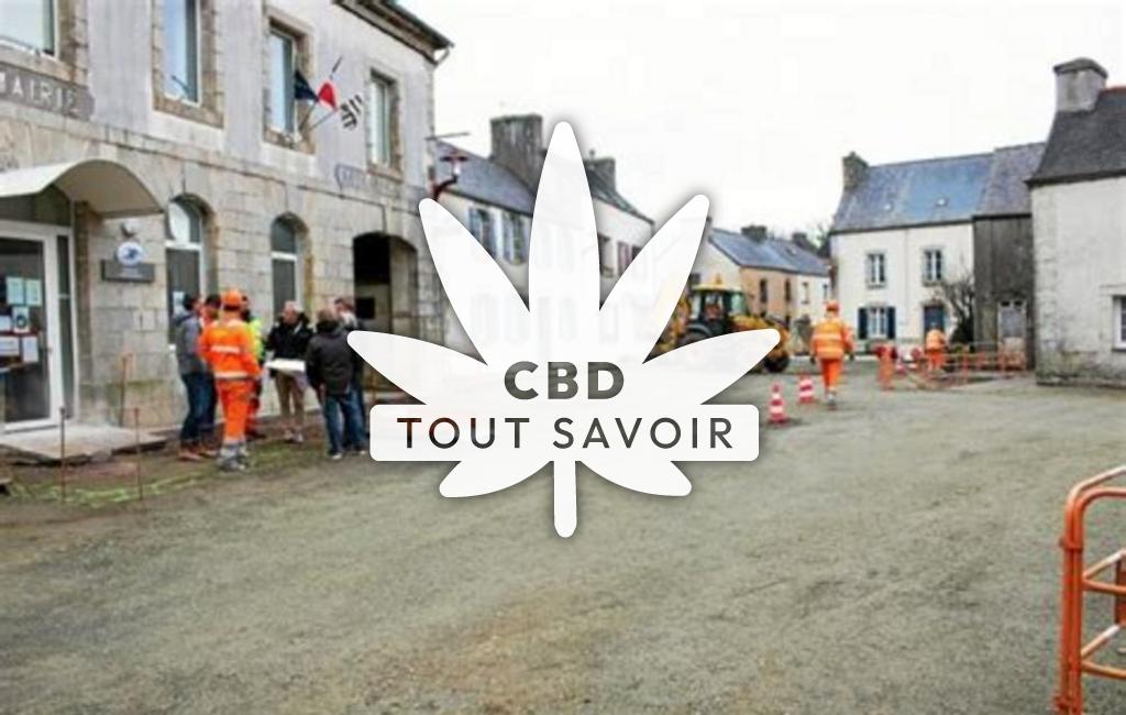 Village à Plouneour-Menez avec feuille Cannabis CBD
