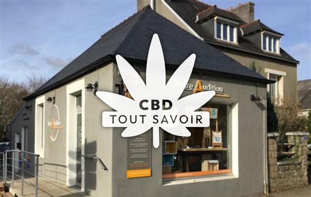 Village à Ergue-Gaberic avec feuille Cannabis CBD
