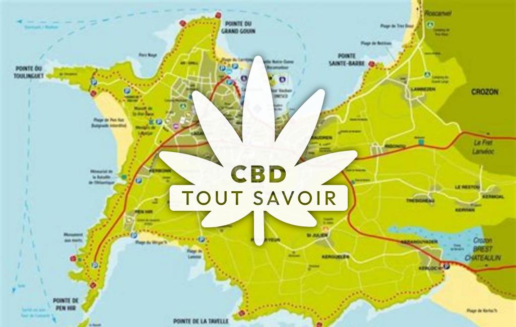 Village à Camaret-sur-Mer avec feuille Cannabis CBD