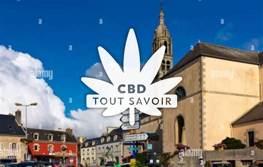 Village à Ploneour-Lanvern avec feuille Cannabis CBD