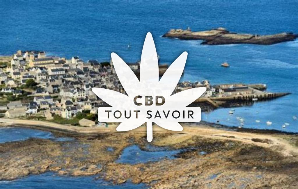 Village à Ile-de-Sein avec feuille Cannabis CBD
