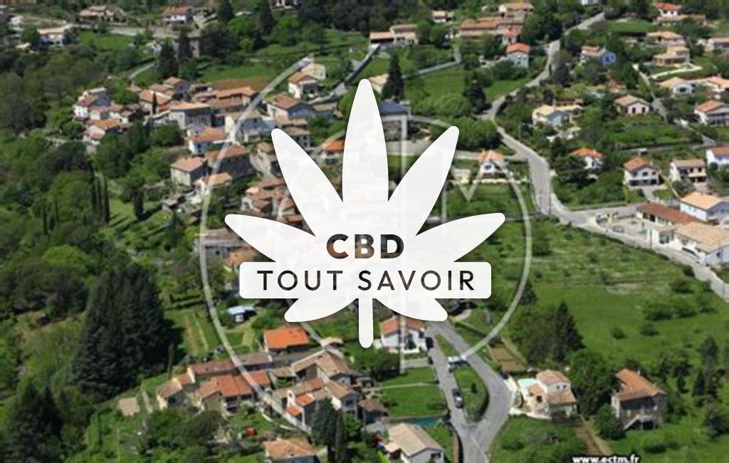 Village à Branoux-les-Taillades avec feuille Cannabis CBD