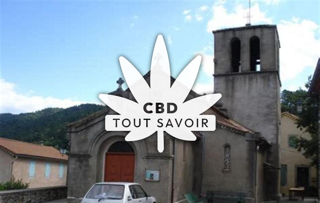 Village à Sainte-Cecile-D'Andorge avec feuille Cannabis CBD