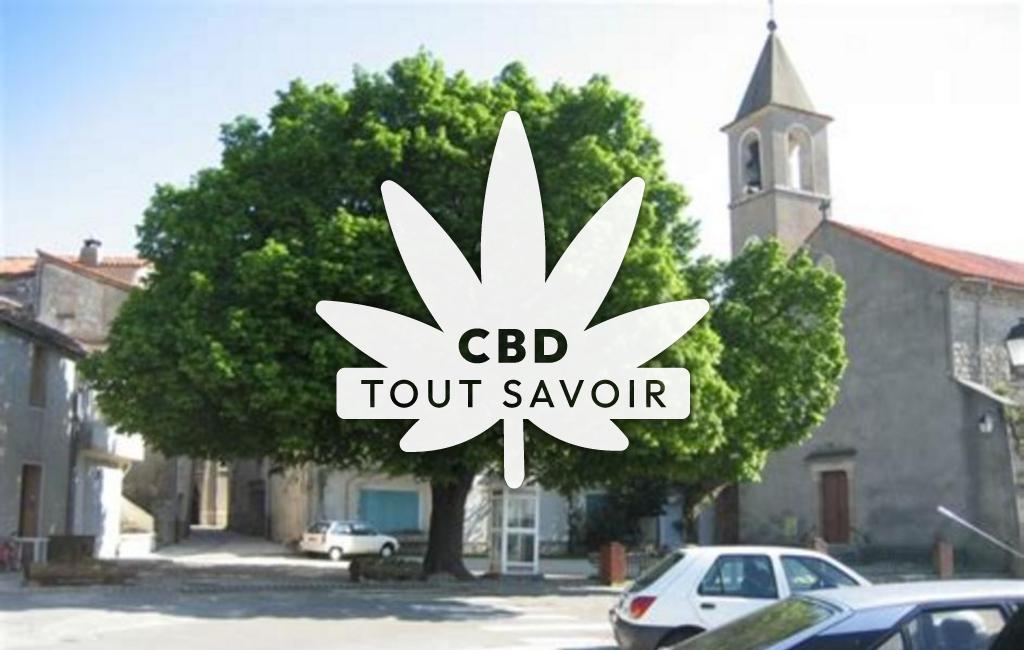 Village à Mandagout avec feuille Cannabis CBD