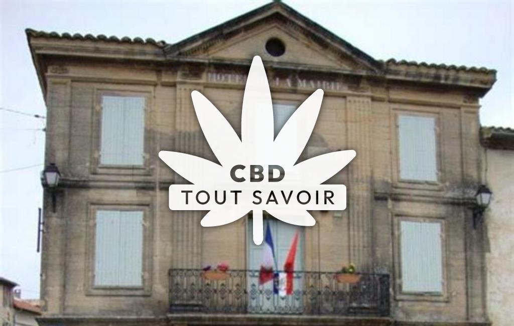 Village à Lirac avec feuille Cannabis CBD