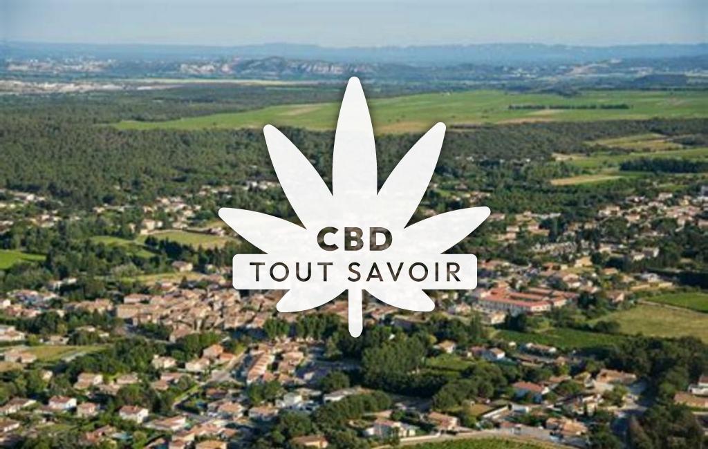 Village à Saint-Laurent-des-Arbres avec feuille Cannabis CBD