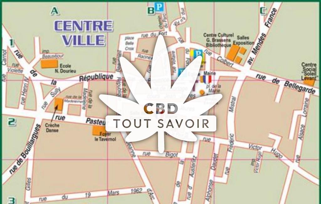 Village à Manduel avec feuille Cannabis CBD