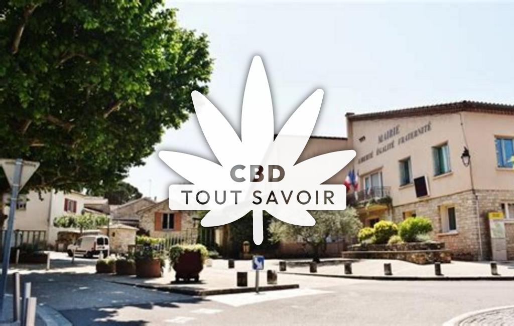 Village à Saint-Paulet-de-Caisson avec feuille Cannabis CBD