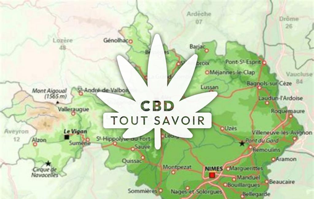 Village à Boisset-Et-Gaujac avec feuille Cannabis CBD