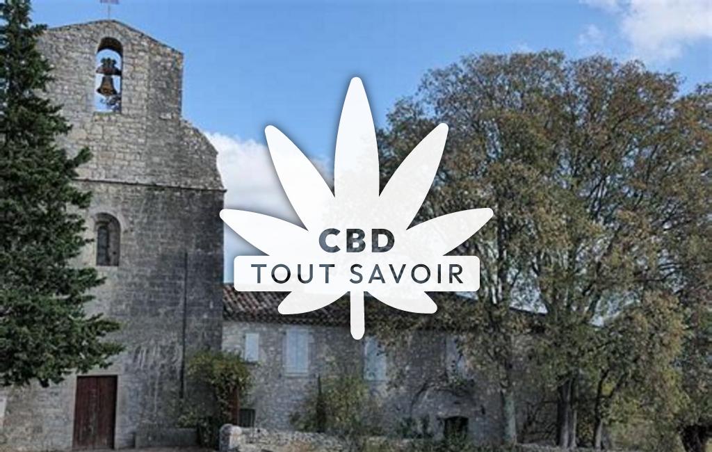 Village à Conqueyrac avec feuille Cannabis CBD