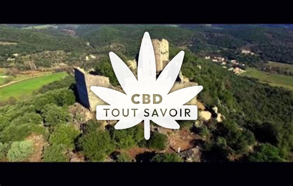 Village à Fressac avec feuille Cannabis CBD