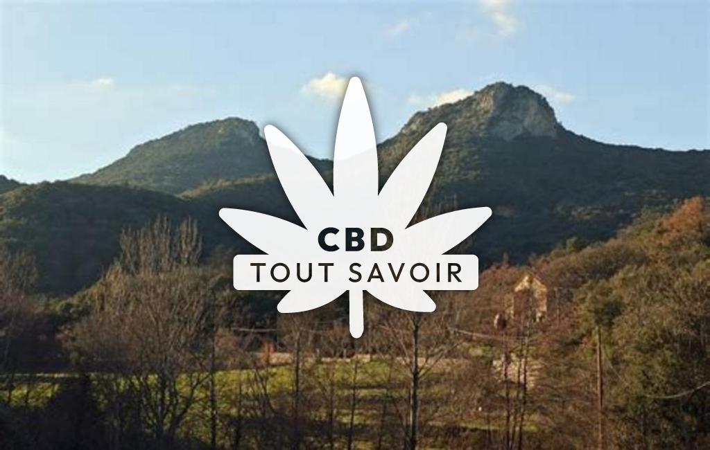 Village à Monoblet avec feuille Cannabis CBD