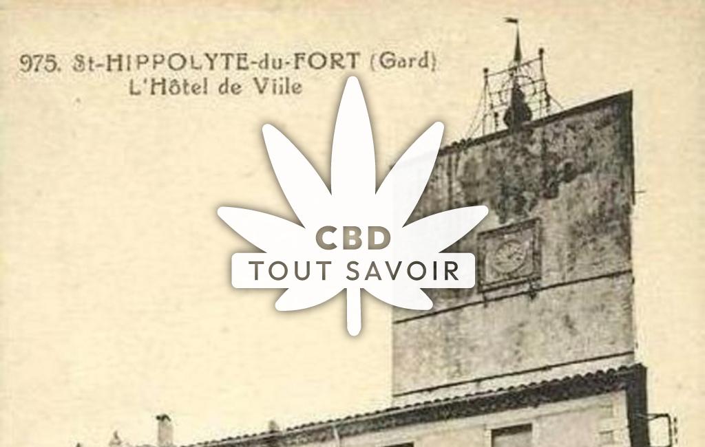 Village à Saint-Hippolyte-du-Fort avec feuille Cannabis CBD