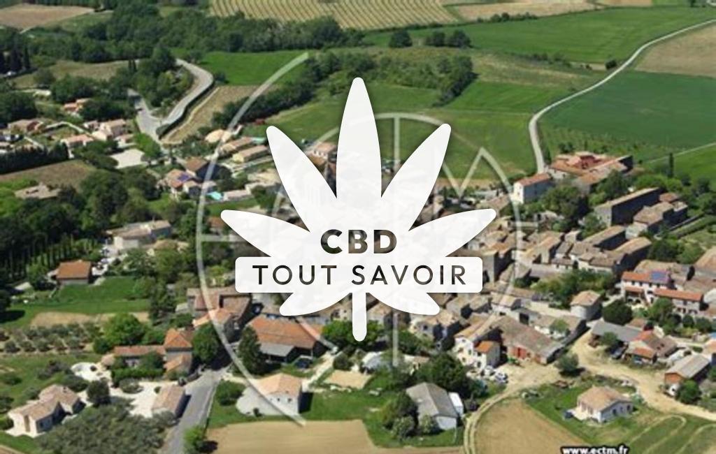 Village à CaSaintelnau-Valence avec feuille Cannabis CBD