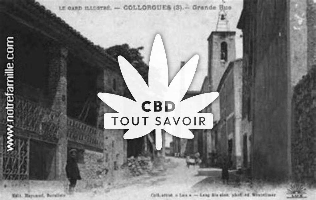 Village à Collorgues avec feuille Cannabis CBD