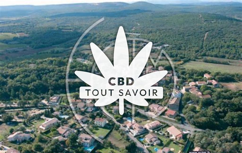 Village à Montignargues avec feuille Cannabis CBD
