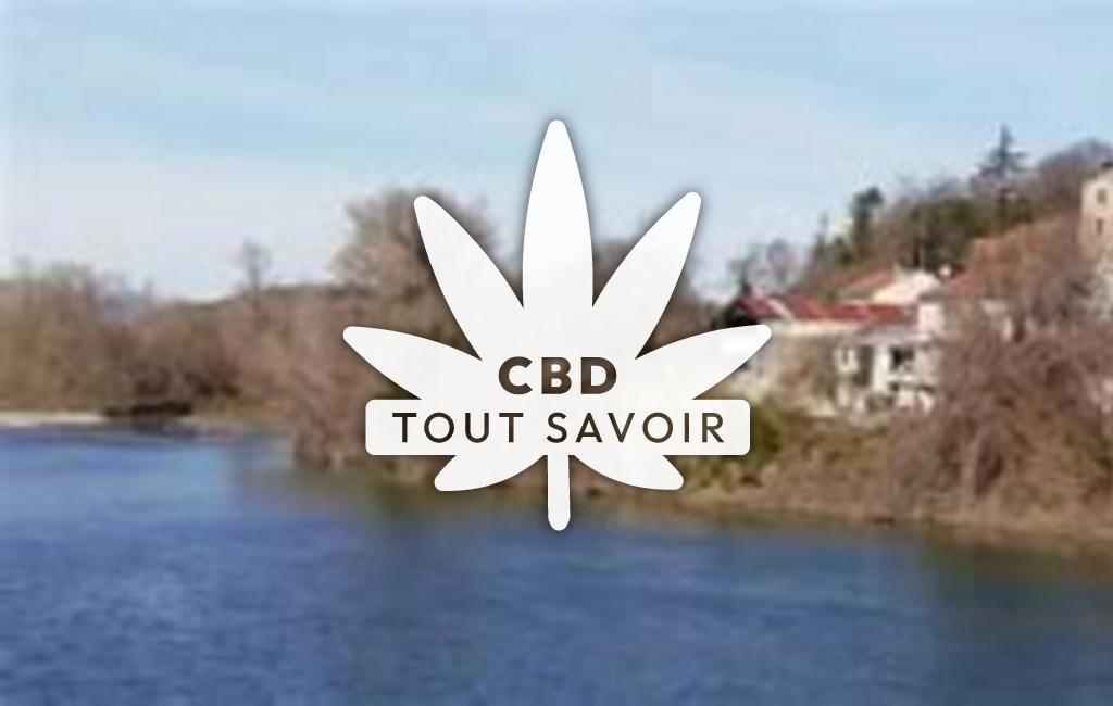Village à Moussac avec feuille Cannabis CBD