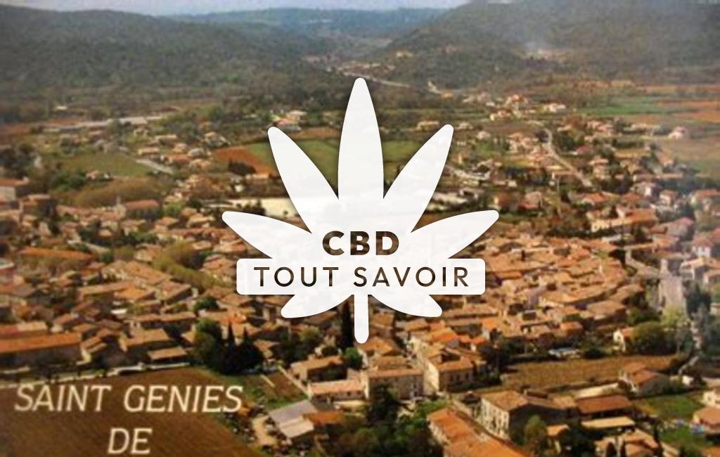 Village à Saint-Genies-de-Malgoires avec feuille Cannabis CBD