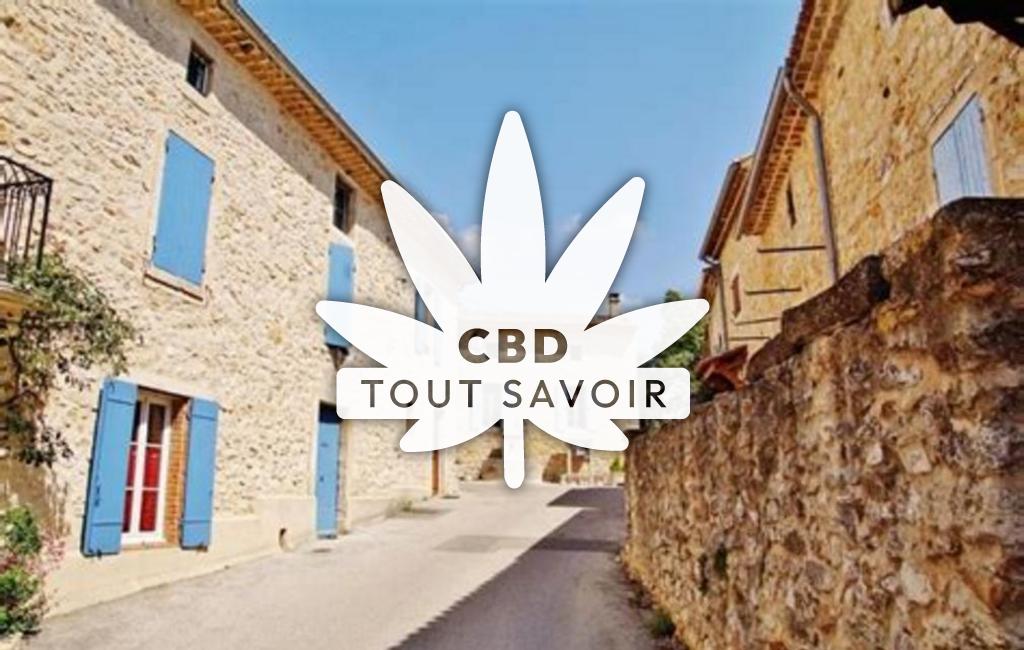 Village à Saint-Laurent-de-Carnols avec feuille Cannabis CBD