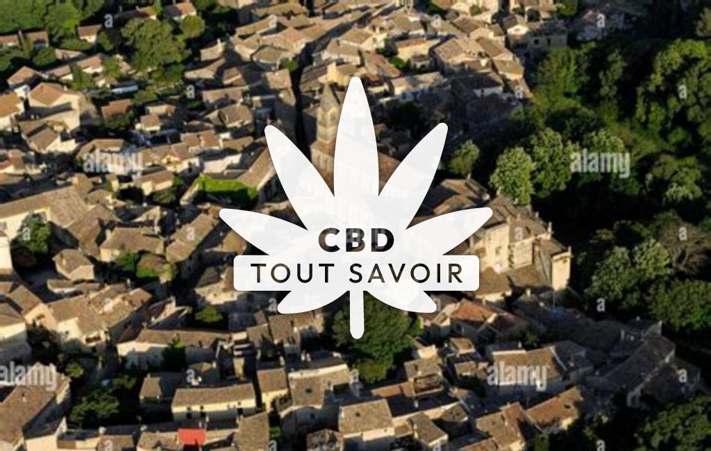 Village à Collias avec feuille Cannabis CBD