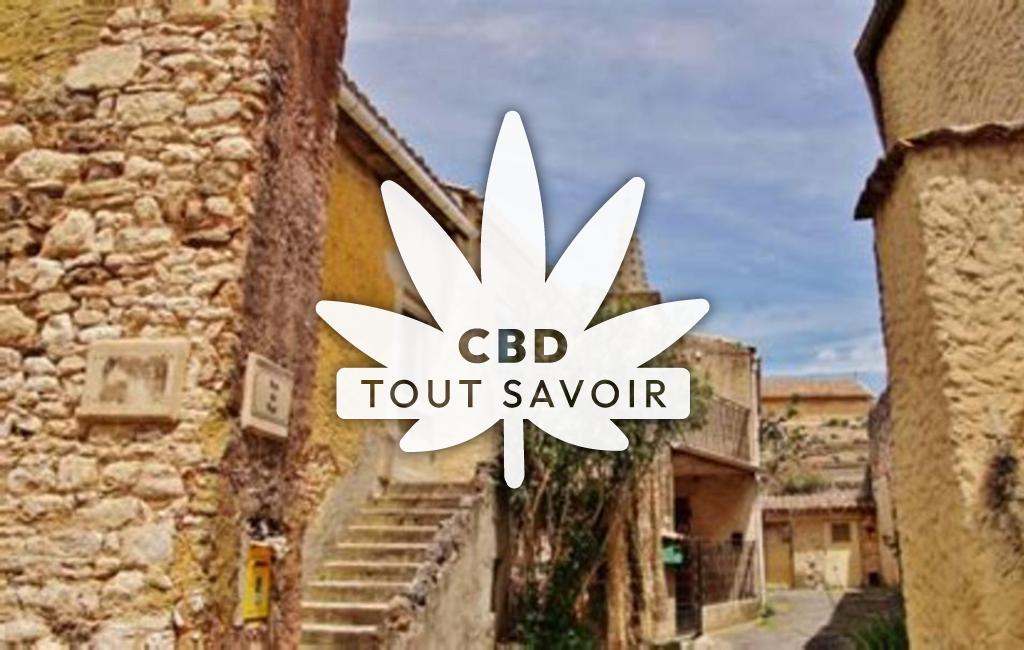 Village à Pouzilhac avec feuille Cannabis CBD