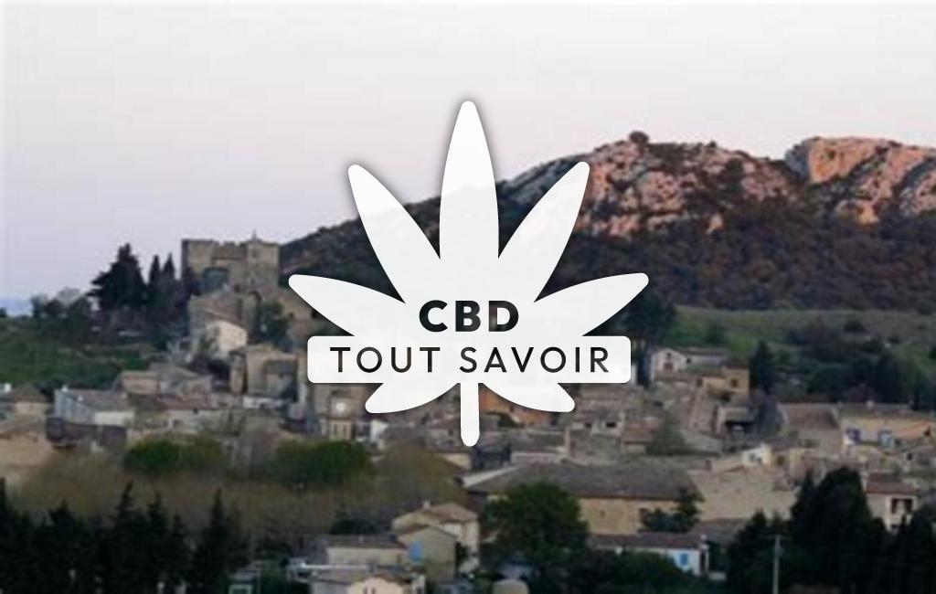 Village à Saint-Bonnet-du-Gard avec feuille Cannabis CBD