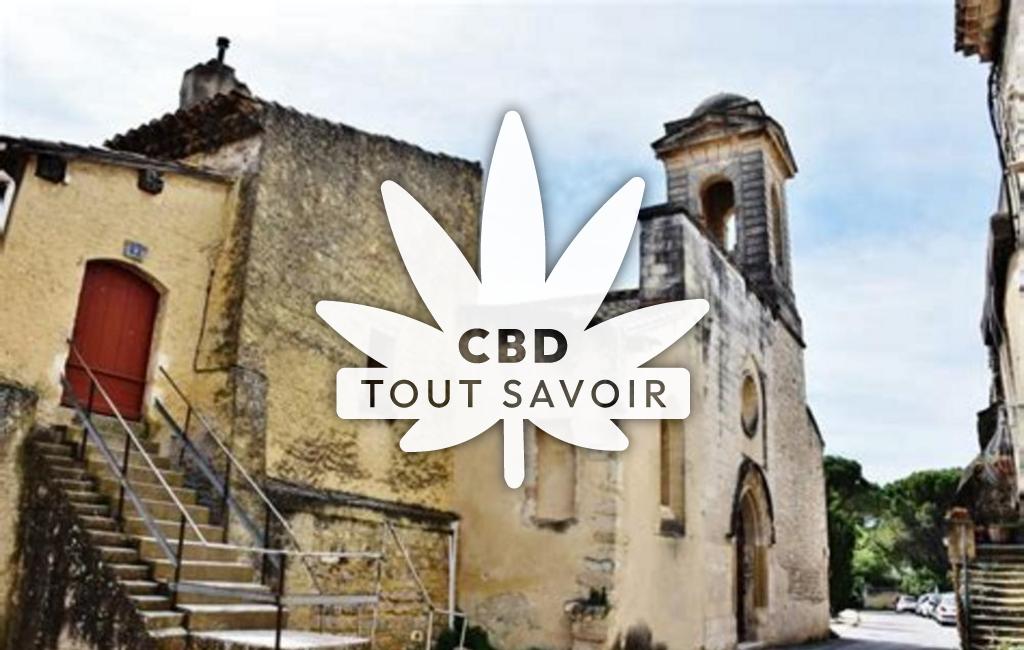Village à Saint-Hilaire-D'Ozilhan avec feuille Cannabis CBD