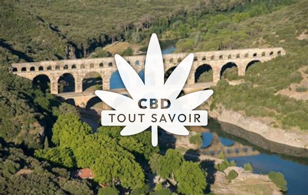 Village à Vers-Pont-du-Gard avec feuille Cannabis CBD
