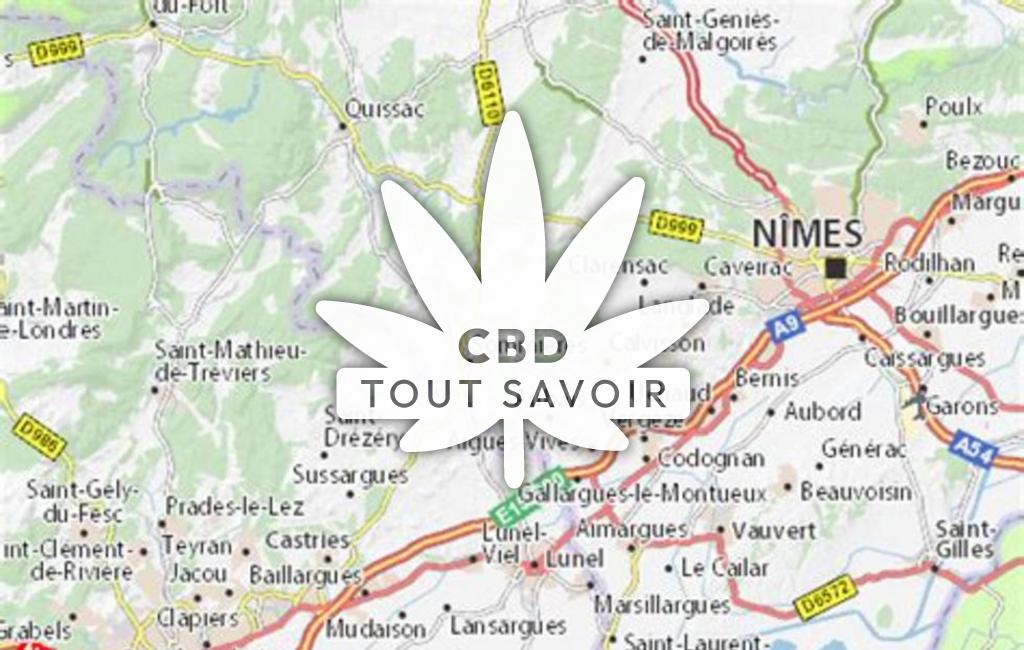 Village à Aujargues avec feuille Cannabis CBD