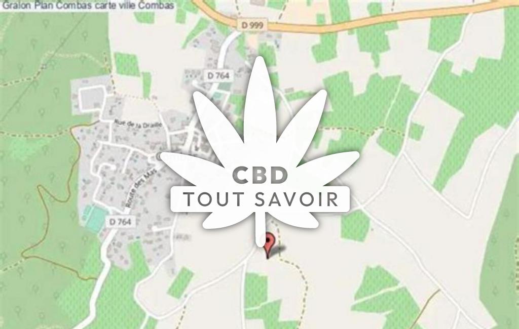 Village à Combas avec feuille Cannabis CBD