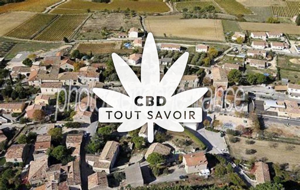 Village à Montmirat avec feuille Cannabis CBD