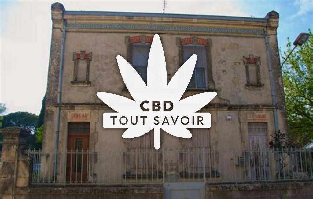 Village à Vic-le-Fesq avec feuille Cannabis CBD