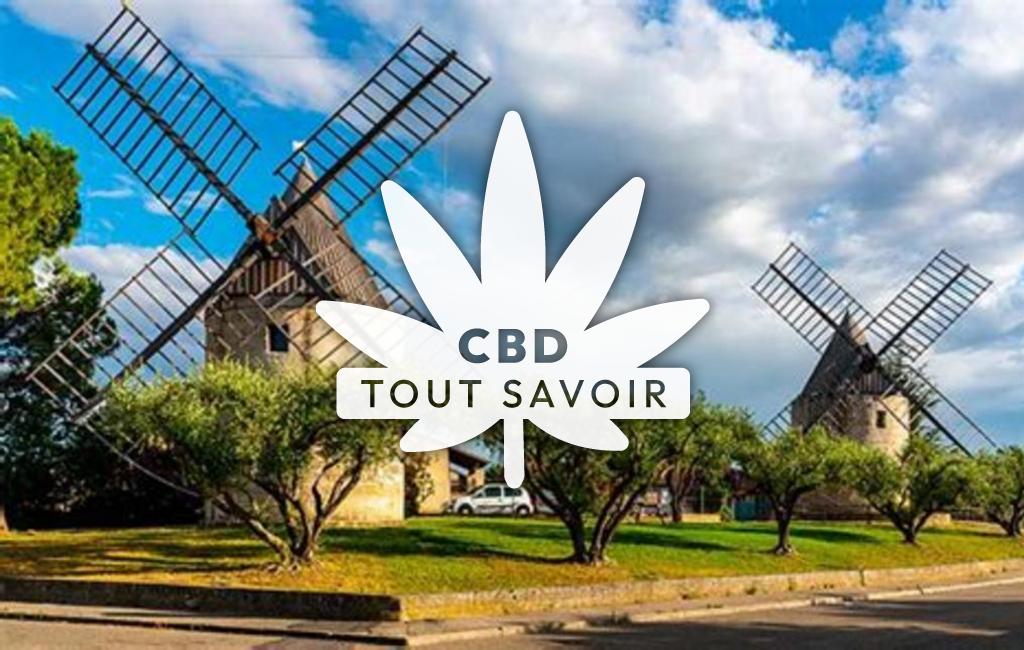 Village à Jonquieres-Saint-Vincent avec feuille Cannabis CBD