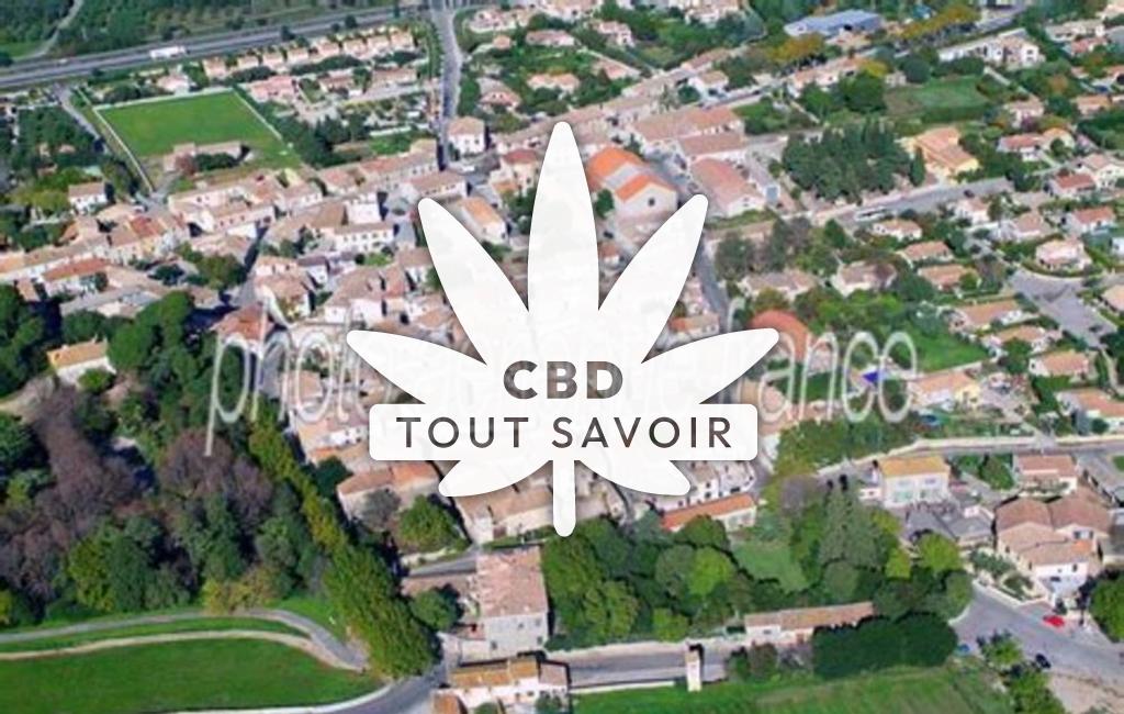 Village à Bezouce avec feuille Cannabis CBD