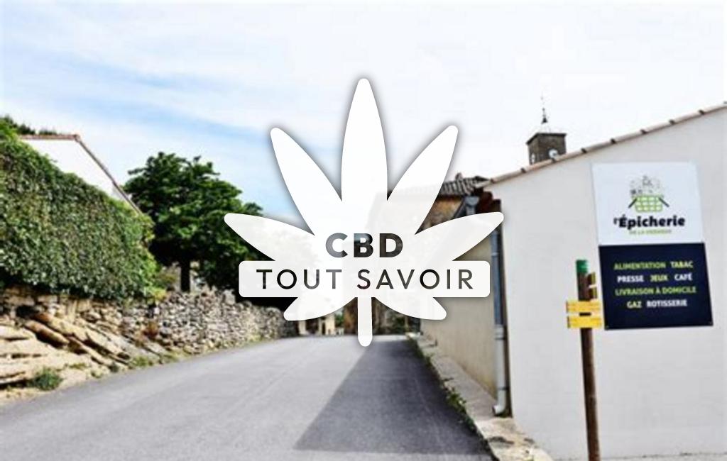 Village à Saint-Laurent-la-Vernede avec feuille Cannabis CBD