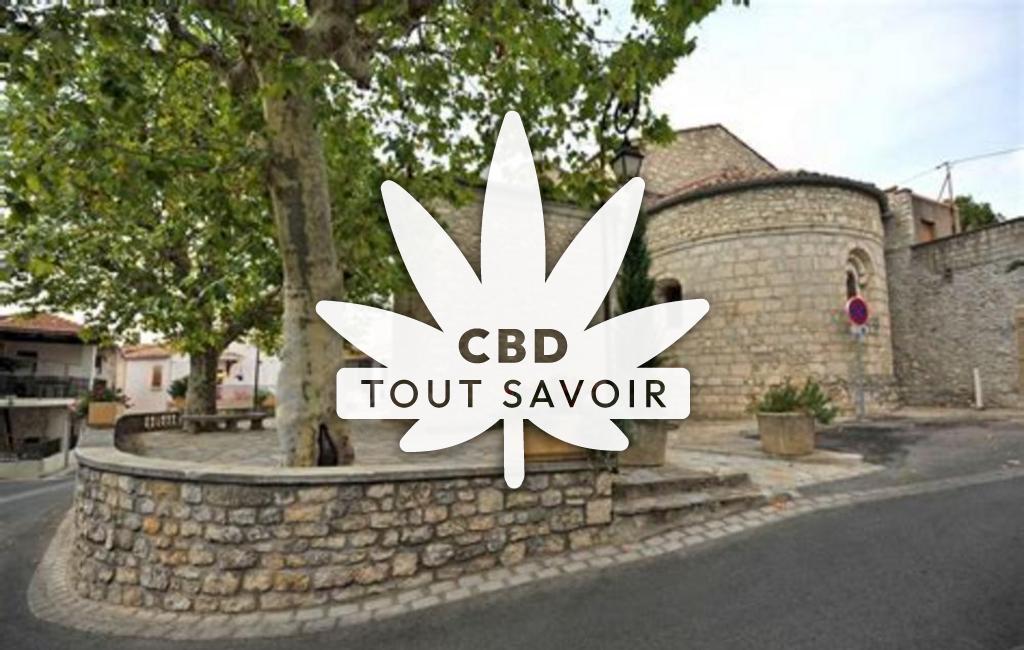 Village à Saint-Privat-des-Vieux avec feuille Cannabis CBD