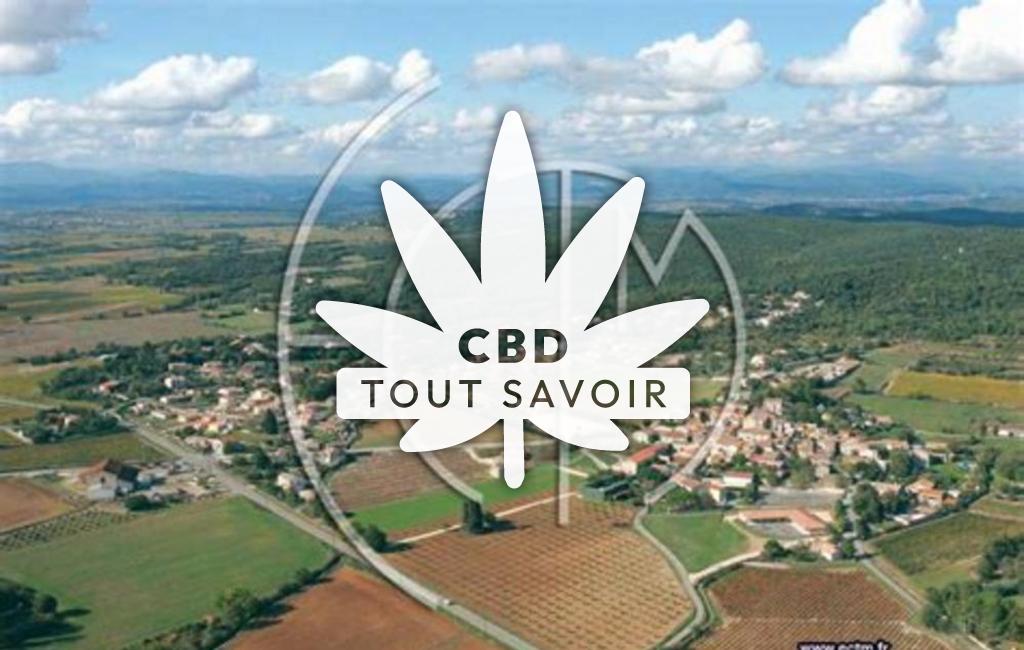 Village à Domessargues avec feuille Cannabis CBD
