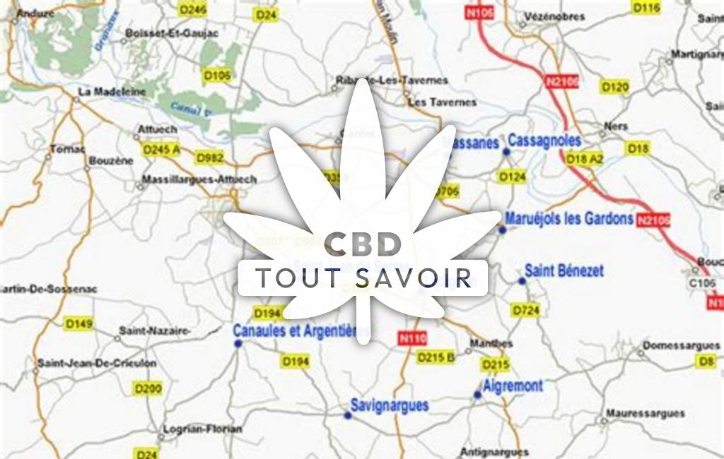 Village à Ledignan avec feuille Cannabis CBD