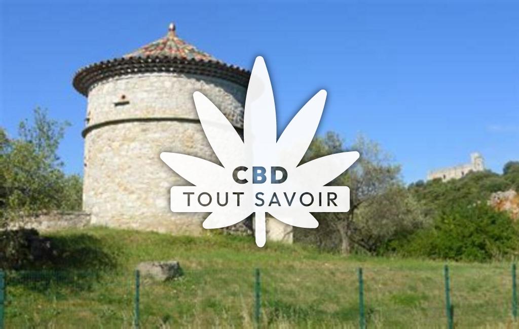 Village à Maruejols-les-Gardon avec feuille Cannabis CBD
