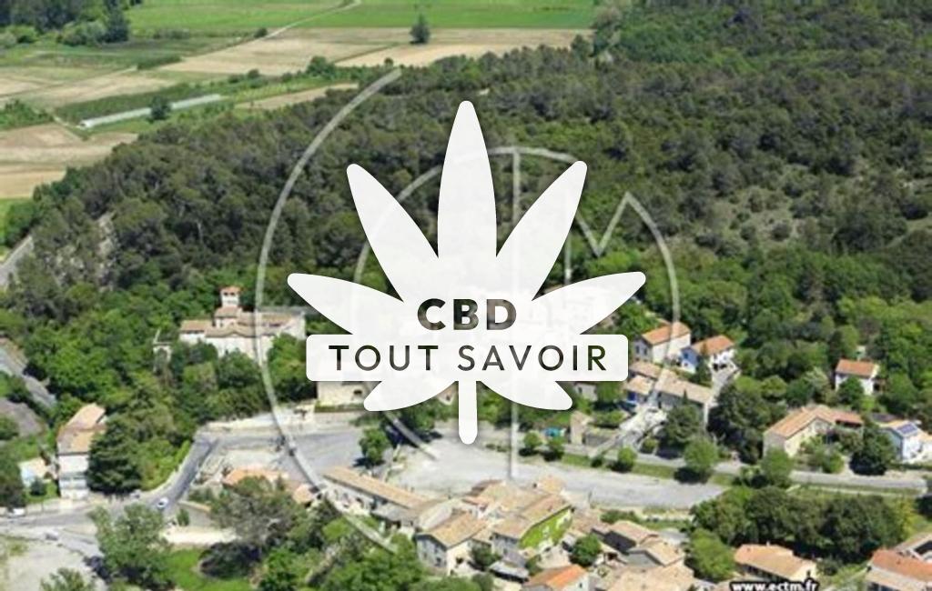 Village à Massanes avec feuille Cannabis CBD