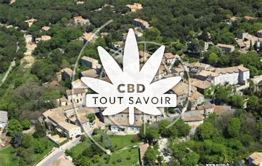 Village à Euzet avec feuille Cannabis CBD